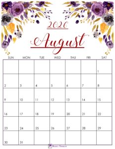 Cute August 2026 Calendar