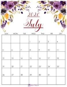 Cute July 2026 Calendar