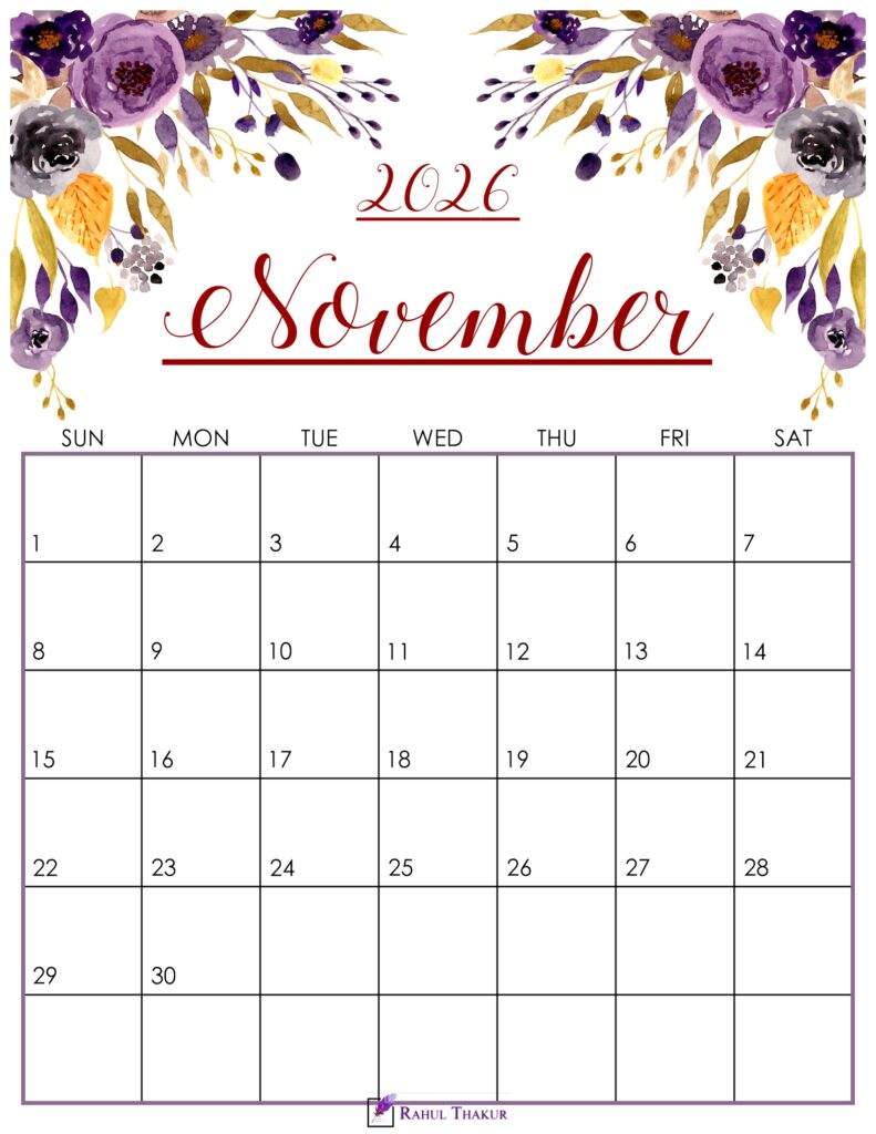 Cute November 2026 Calendar