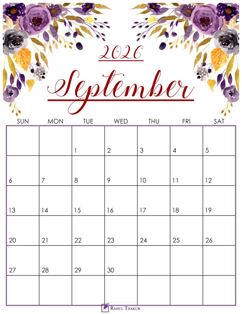 Cute September 2026 Calendar