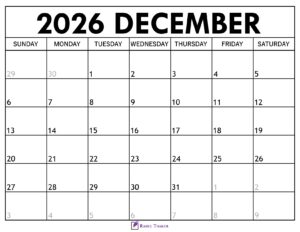 December 2026 Calendar 1