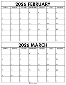 February March 2026 Calendar 1