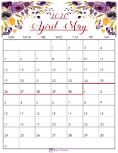 Floral April May 2026 Calendar