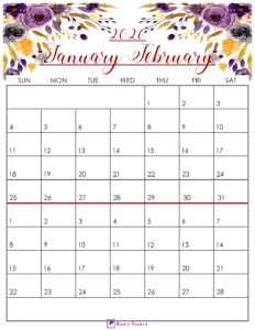 Floral January February 2026 Calendar