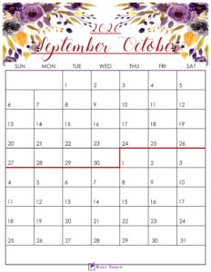 Floral September October 2026 Calendar