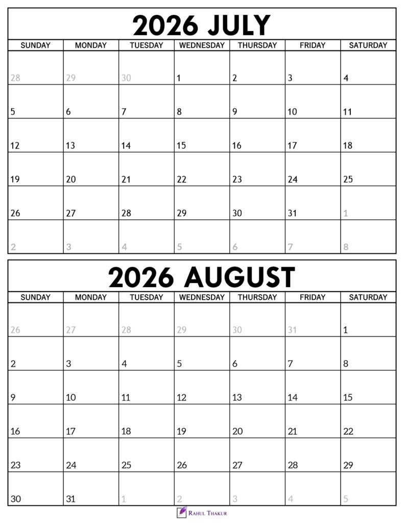 July August 2026 Calendar 1