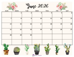 June 2026 Cute Calendar