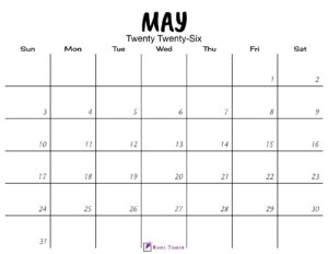 May 2026 Calendar Printable