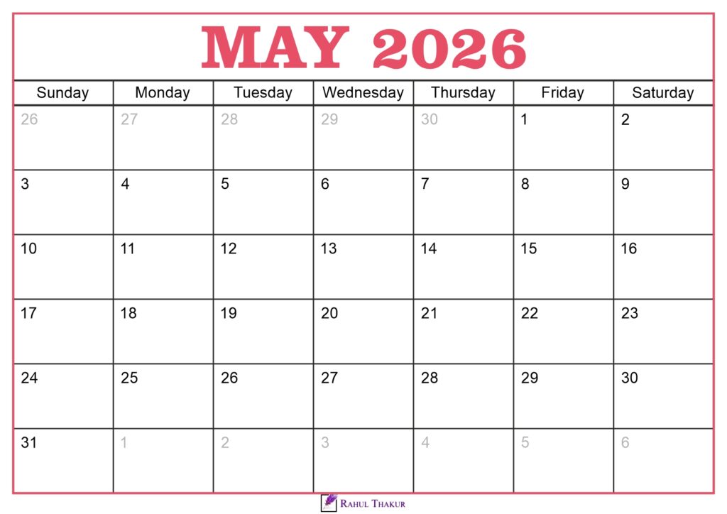 May 2026 Calendar Template