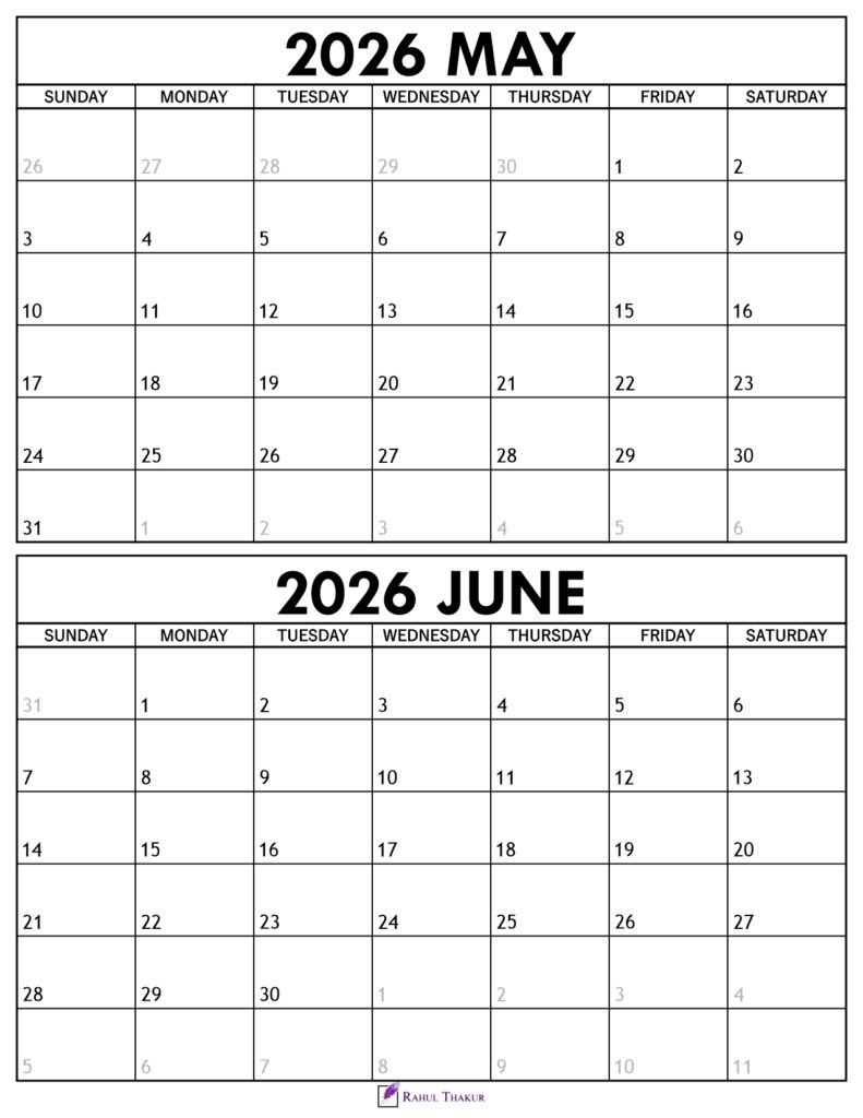 May June 2026 Calendar 1