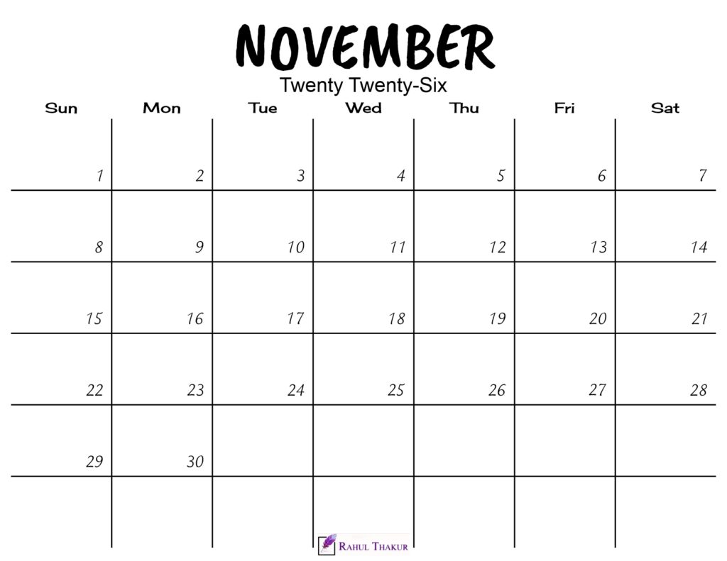 November 2026 Calendar Printable