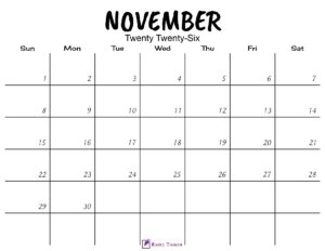 November 2026 Calendar Printable