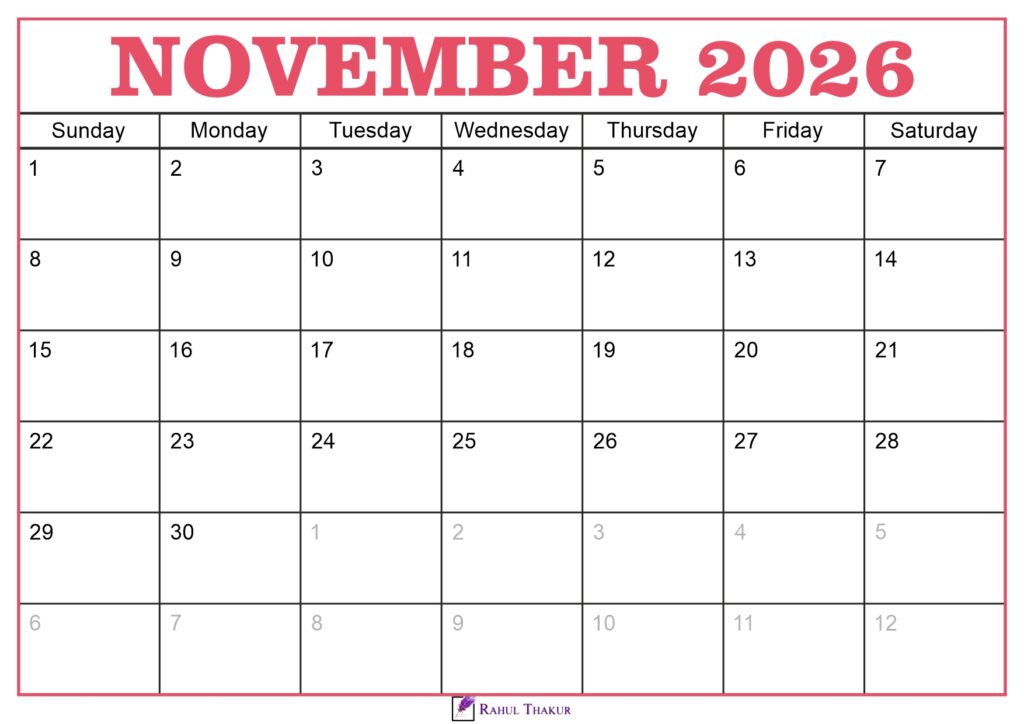 November 2026 Calendar Template