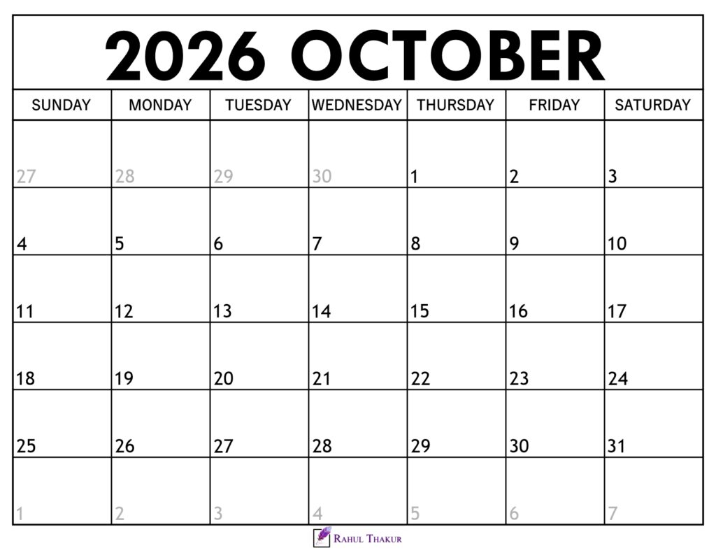 October 2026 Calendar 1