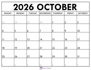 October 2026 Calendar 1