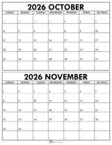 October November 2026 Calendar 1