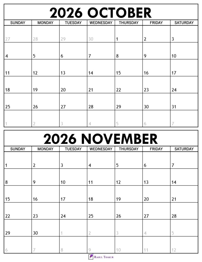 October November 2026 Calendar 1