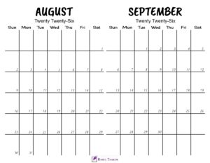 Printable August September 2026 Calendar