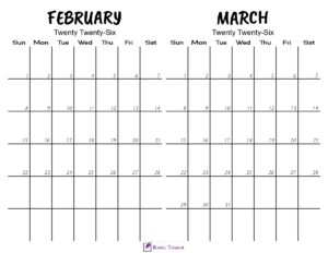 Printable February March 2026 Calendar