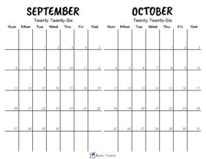 Printable September October 2026 Calendar