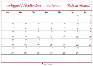 Rabi al-Awwal 1448 Hijri Calendar